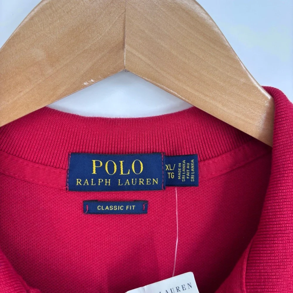 Polo Ralph Lauren Classic Fit Cotton Pique Shirt Mens XL Red Short Sleeve Pony